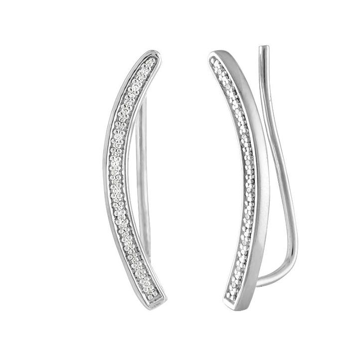 Diamond Accent Genuine White Diamond Sterling Silver Ear Climbers
