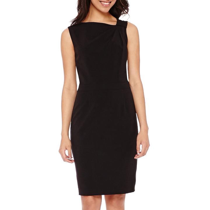 Chelsea Rose Sleeveless Ruched-shoulder Sheath Dress