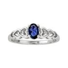 Womens Diamond Accent Lab Created Sapphire Blue Sterling Silver Delicate Ring