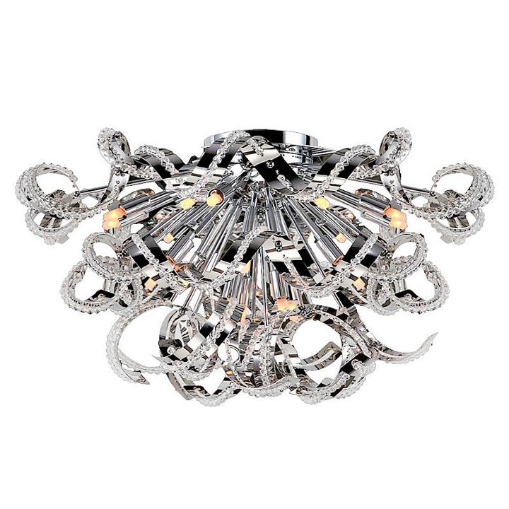 Medusa Collection 19 Light Chrome Finish Crystal Ribbon Flush Mount Ceiling Light
