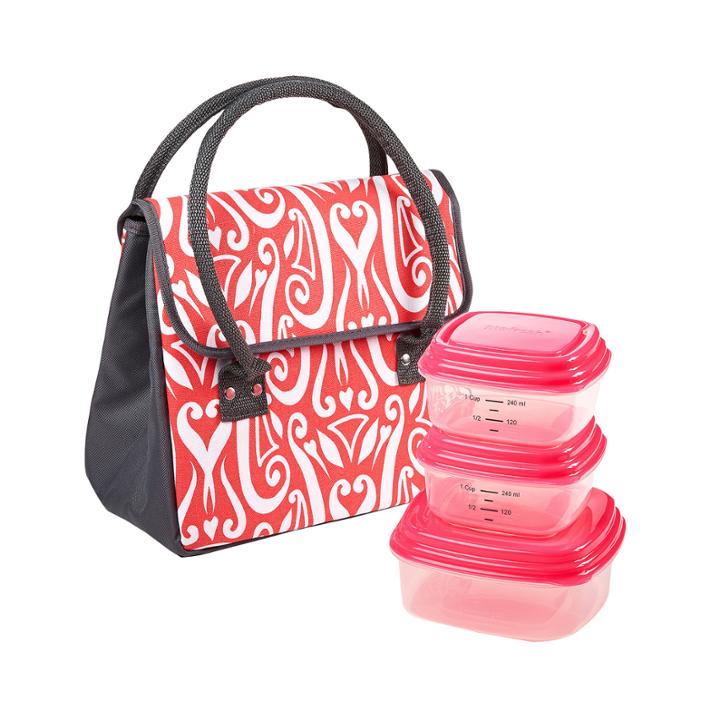 Fit & Fresh Madrid Lunch Box Kit - Coral Heart Medallion
