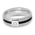 Steeltime Mens Diamond Accent White Cubic Zirconia Stainless Steel Band