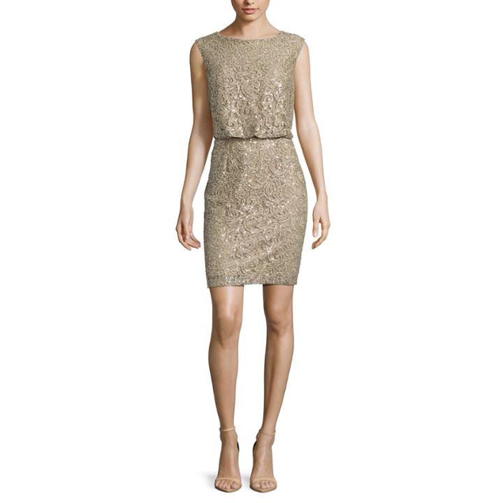 Scarlett Sleeveless Sparkle Lace Blouson Dress