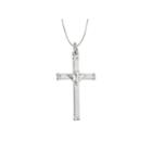 Sterling Silver Rhodium Oxidized Antique Crucifix Cross 18 Pendant Necklace