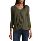 A.n.a 3/4 Sleeve V Neck T-shirt-womens