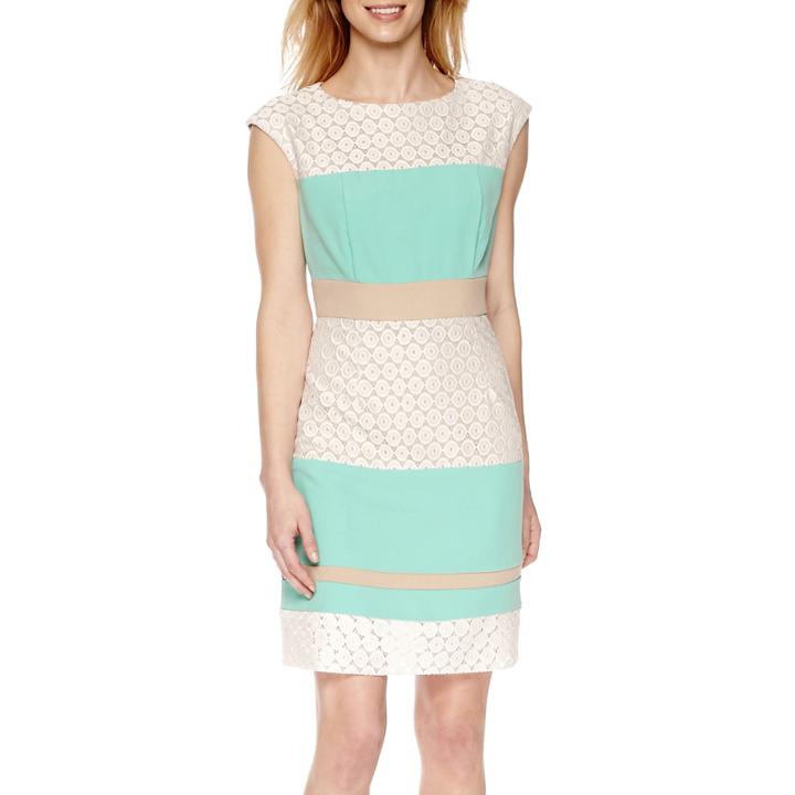 Studio 1 Lace Colorblock Sheath Dress