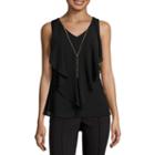 By & By Sleeveless Ruffle Front Blouse-juniors