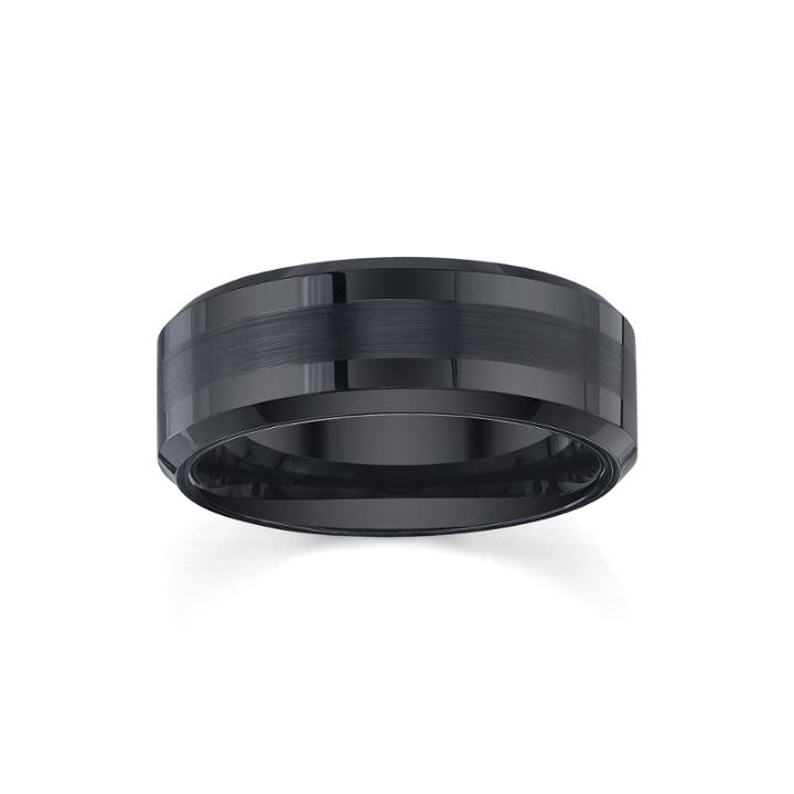 Black Tungsten Wedding Band, Mens 8mm