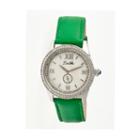 Bertha Womens Emma Mother-of-pearl Green Leather-band Watchbthbr5203