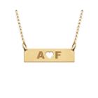 Personalized 18k Yellow Gold Over Silver Two Initials With Heart Bar Necklace