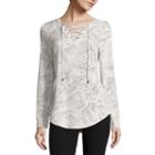 Worthington Long Sleeve V Neck T-shirt-womens