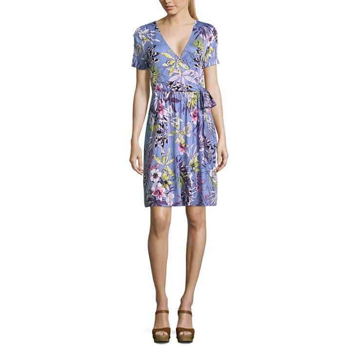 Spense Short Sleeve Floral Wrap Dress