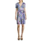 Spense Short Sleeve Floral Wrap Dress