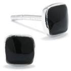 Silver Treasures&trade; Simulated Onyx Sterling Silver Stud Earrings