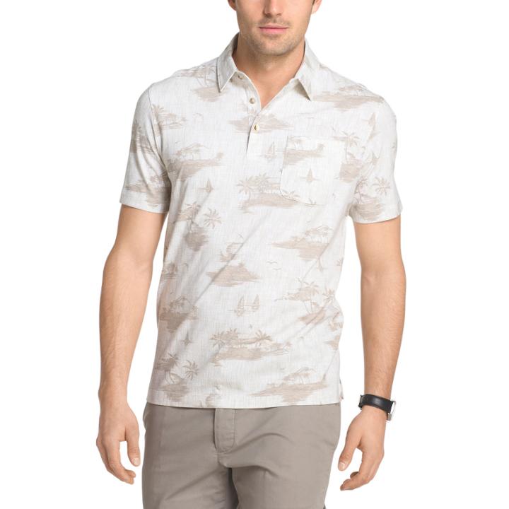 Van Heusen Short Sleeve White Washed Printed Polo Shirt