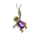 Lab-created Amethyst And Ruby Monkey Pendant Necklace