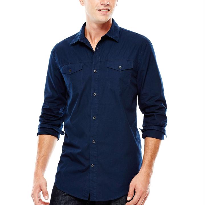 Jf J. Ferrar Long-sleeve Triple-needle Woven Shirt