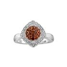 1/3 Ct. T.w. White & Color-enhanced Red Diamond Sterling Silver Ring