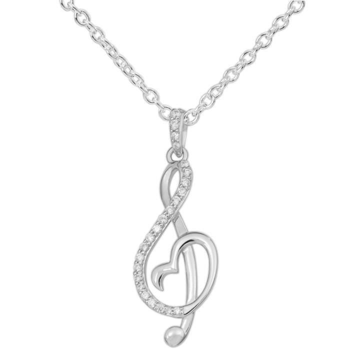 Hallmark Silver Womens White Cubic Zirconia Sterling Silver Pendant Necklace