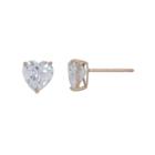 Round White Cubic Zirconia 10k Gold Stud Earrings