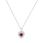 Womens 1/3 Ct. T.w. Red Ruby Sterling Silver Pendant Necklace