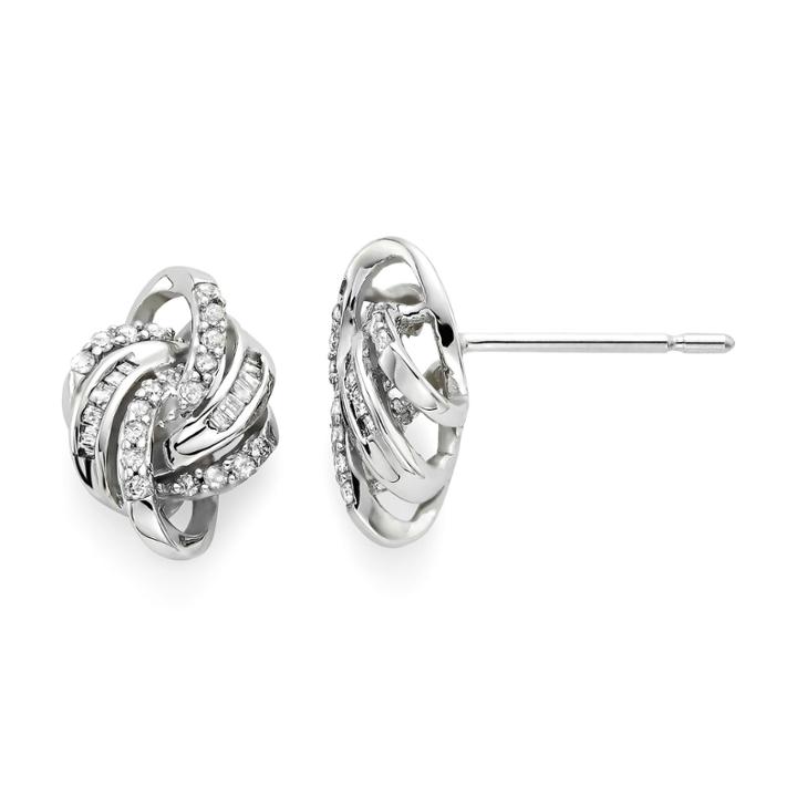 1/4 Ct. T.w. Diamond 10k White Gold Love Knot Earrings