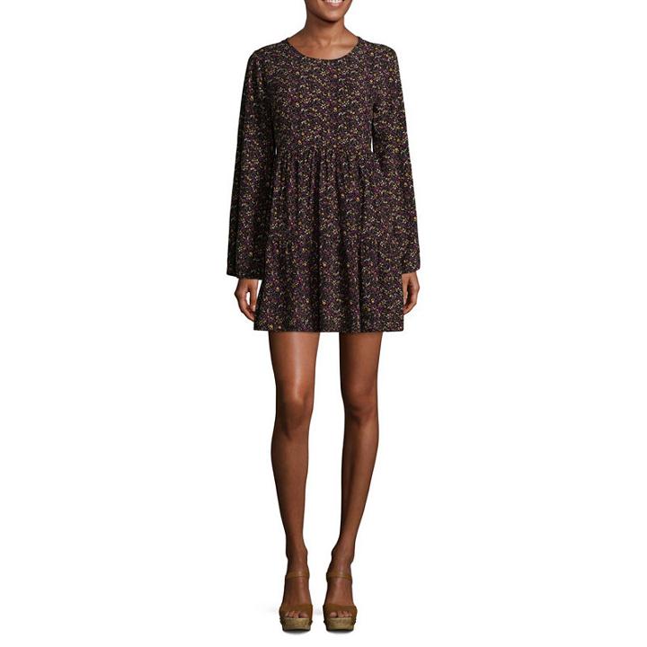 Arizona Long Sleeve Floral Shift Dress-juniors