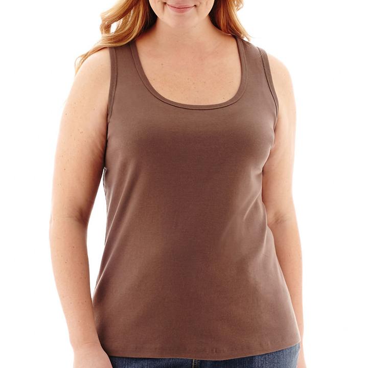 St. John's Bay Ribbed Tank Top - Plus