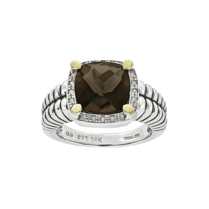 Shey Couture Smoky Quartz And Diamond-accent Sterling Silver Antiqued Ring