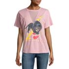 Mesh V Neck Night Warrior Panther Graphic T-shirt- Juniors