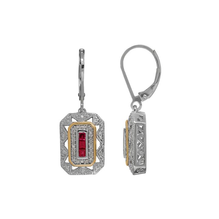 Lab-created Ruby And 1/8 Ct. T.w. Diamond Drop Earrings