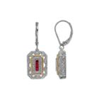 Lab-created Ruby And 1/8 Ct. T.w. Diamond Drop Earrings