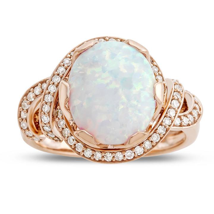 Womens 1/4 Ct. T.w. Lab Created Opal Multi Color 10k Gold Cocktail Ring