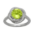Peridot & Lab-created White Sapphire Sterling Silver Love Knot Ring
