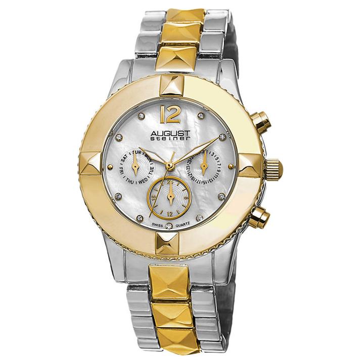 August Steiner Womens Two Tone Strap Watch-as-8107ttg