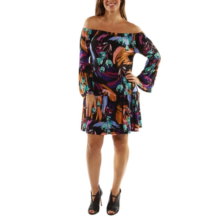 24/7 Comfort Apparel Lush Tropical Drama Drop Waist Dress