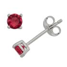 Lab Created Red Cubic Zirconia Sterling Silver 4mm Stud Earrings