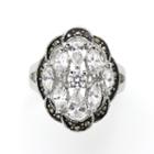 Sparkle Allure Gray Multi Stone Silver Over Brass Cluster Ring