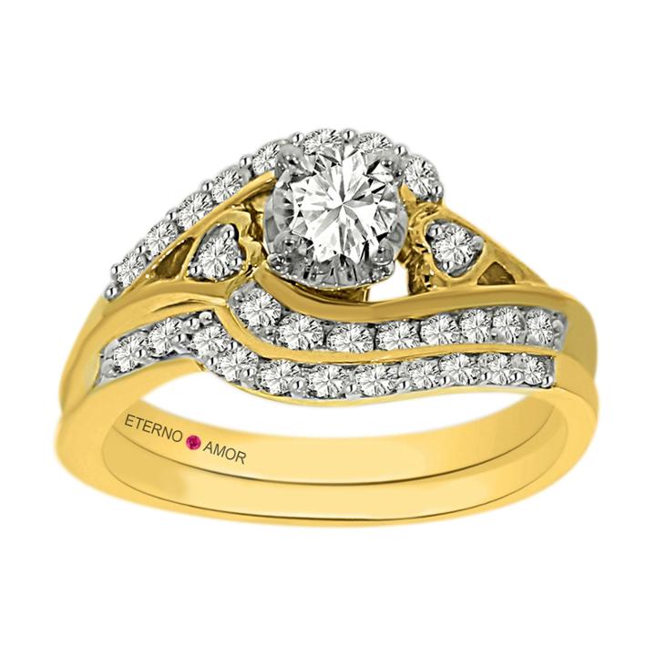 Eterno Amor Womens 1 Ct. T.w. White Diamond 14k Gold Bridal Set