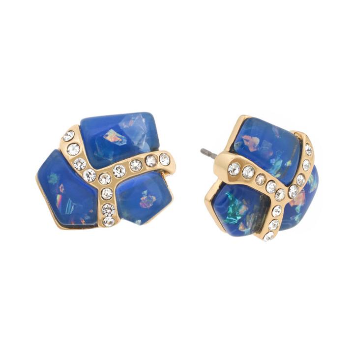 10021 Kara Ross Crystal & Blue Resin Stud Earrings