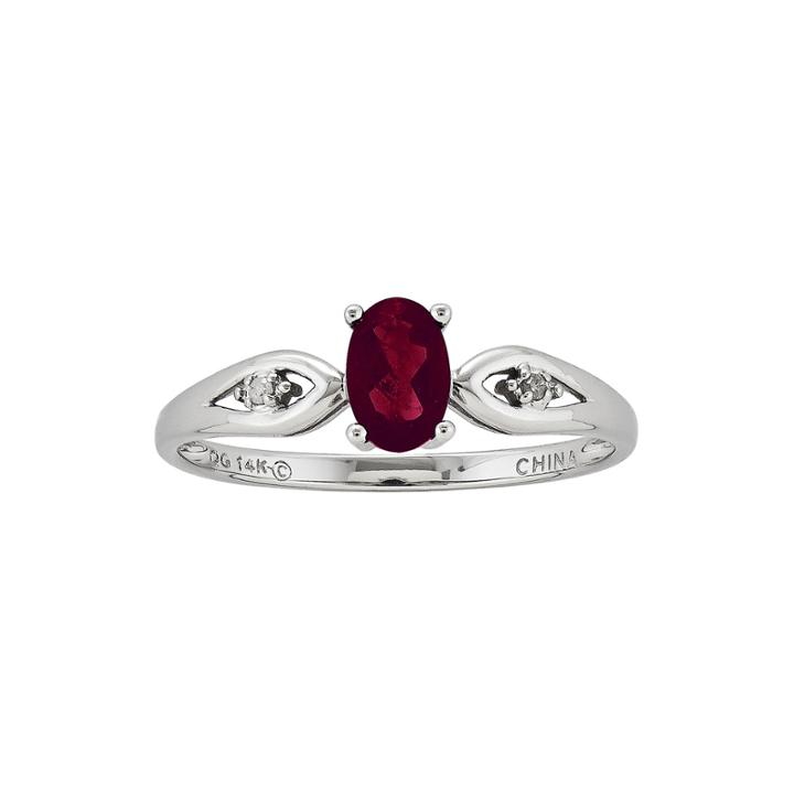 Genuine Purple Amethyst Diamond-accent 14k White Gold Ring