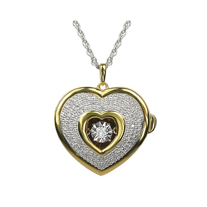 Love In Motion&trade; 1/10 Ct. T.w. Diamond Two-tone Heart Locket Pendant Necklace