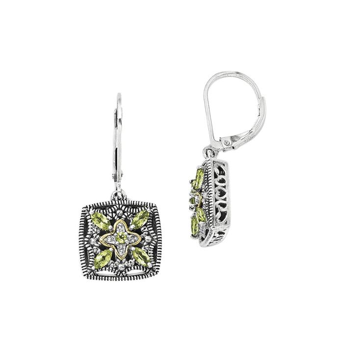Shey Couture Genuine Peridot And Diamond-accent Sterling Silver Earrings