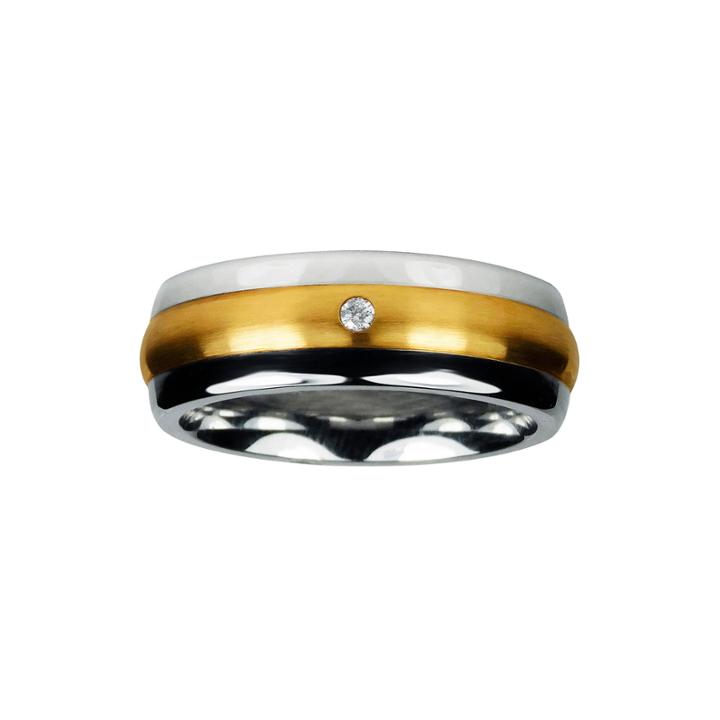 Mens 8mm Cobalt With 10k Yellow Gold Inlay Wedding Band