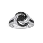 1/2 Ct. T.w. White And Color-enhanced Black Diamond Sterling Silver Swirl Ring