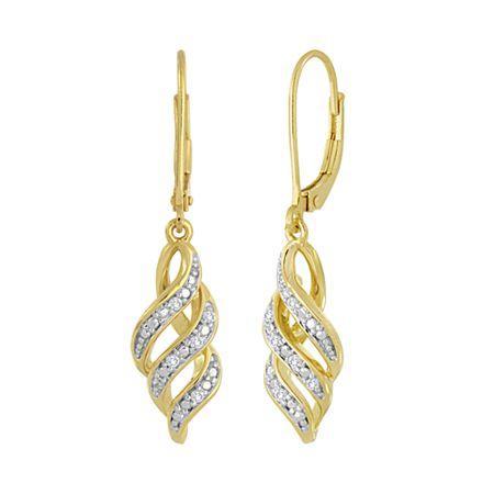 1/10 Ct. T.w. Diamond 14k Gold Over Sterling Silver Swirl Earrings