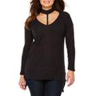 Bold Elements Long Sleeve Strapped Chocker Ribbed Tunic