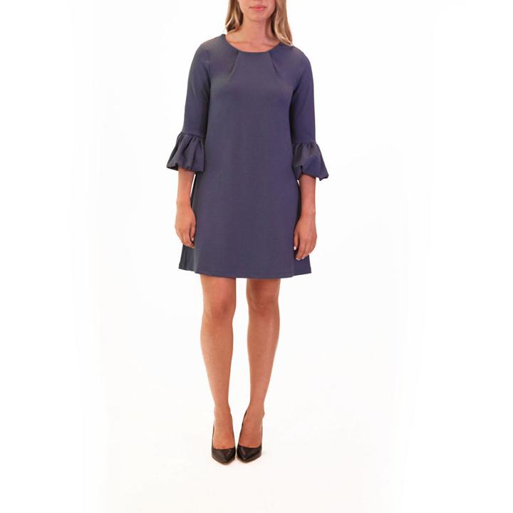 Nina Leonard Shift Dress With Puff Sleeve