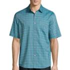 Claiborne Short Sleeve Checked Button-front Shirt