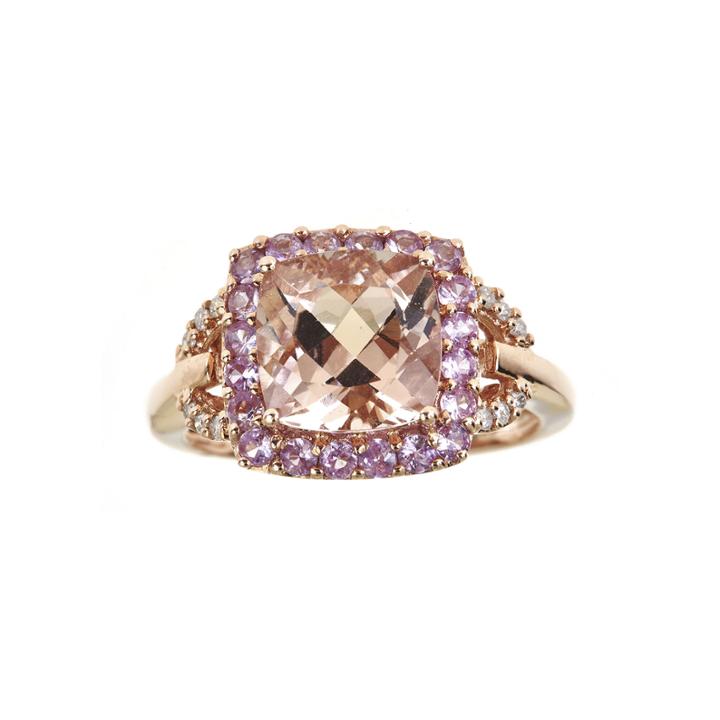 Limited Quantities Genuine Morganite And Pink Sapphire Ring